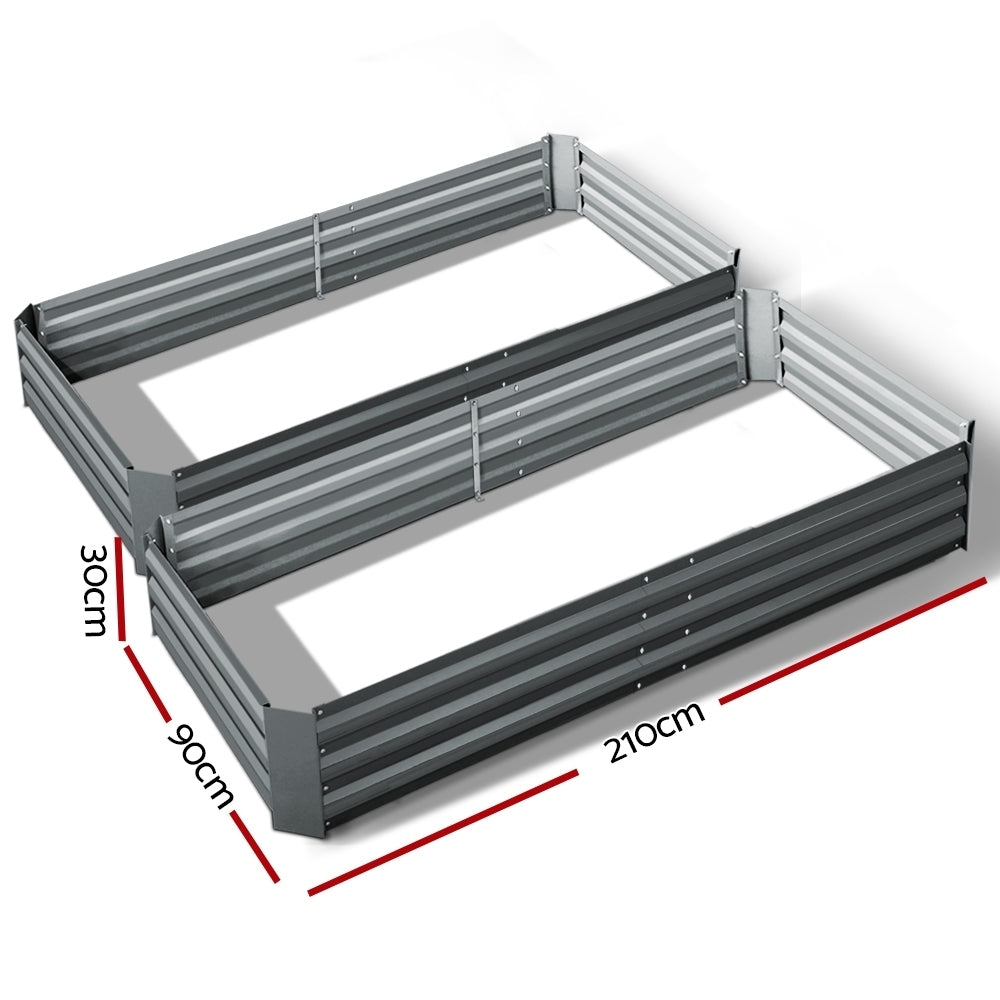 2x Raised Garden Bed 210x90cm
