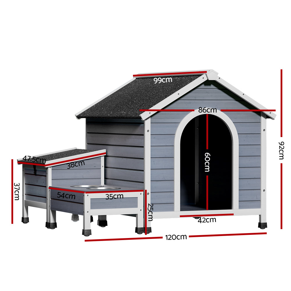 Dog Kennel with Bowls & Storage