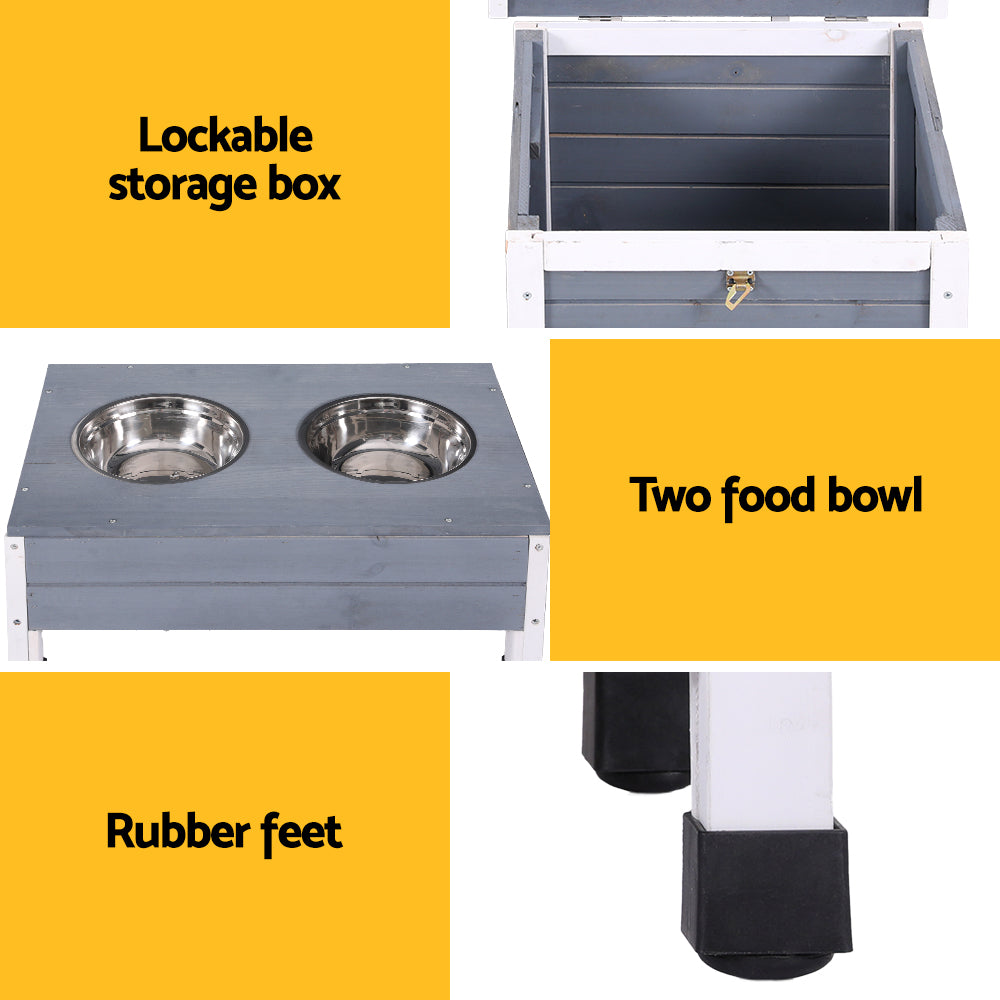 Dog Kennel with Bowls & Storage