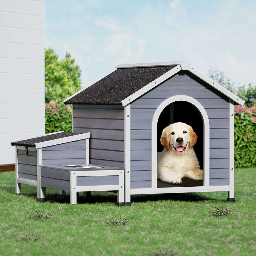 Dog Kennel with Bowls & Storage
