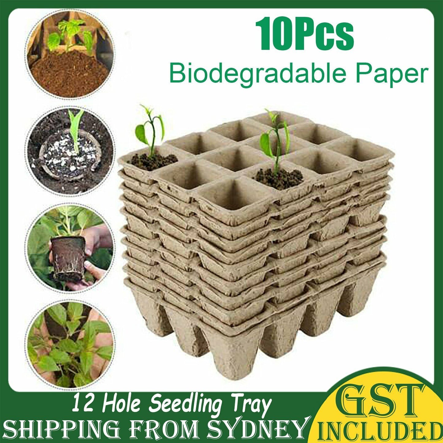 Biodegradable Seedling Trays 12-Hole (10pk)