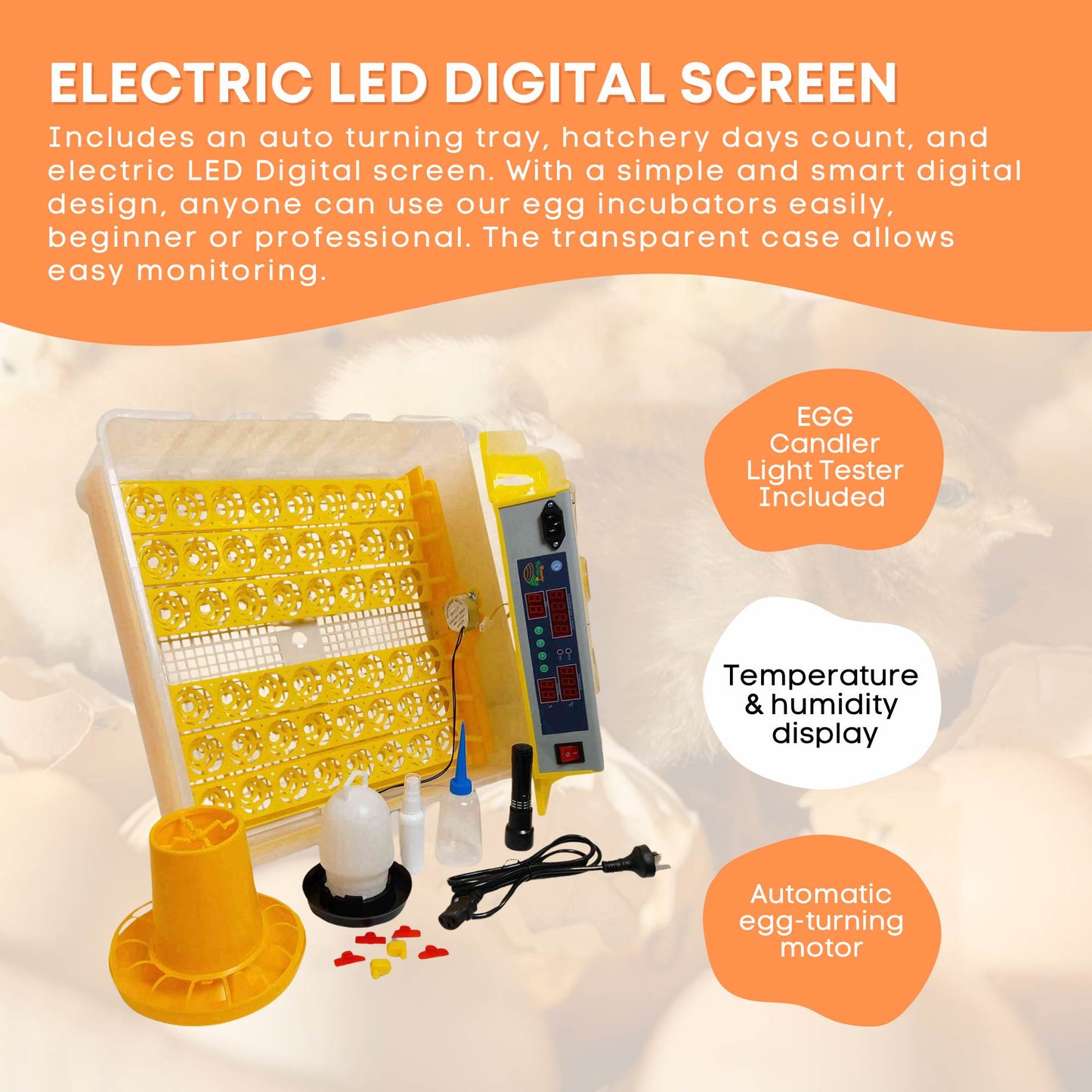 Electric 48 Egg Incubator + Accessories