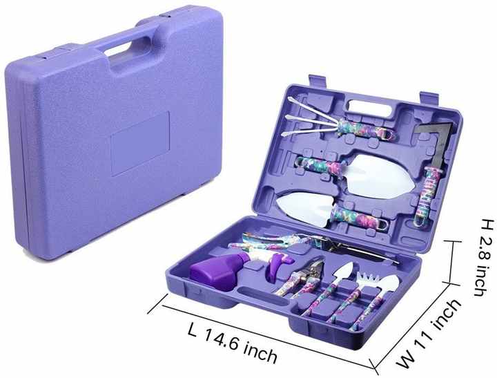 Purple 5-Piece Compact Gardening Set & Case