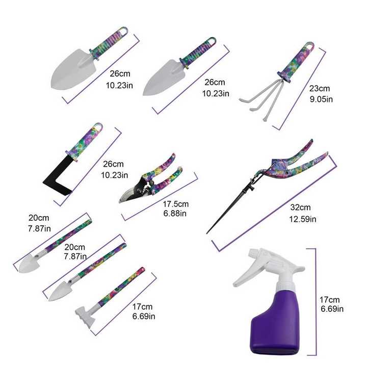 Purple 5-Piece Compact Gardening Set & Case