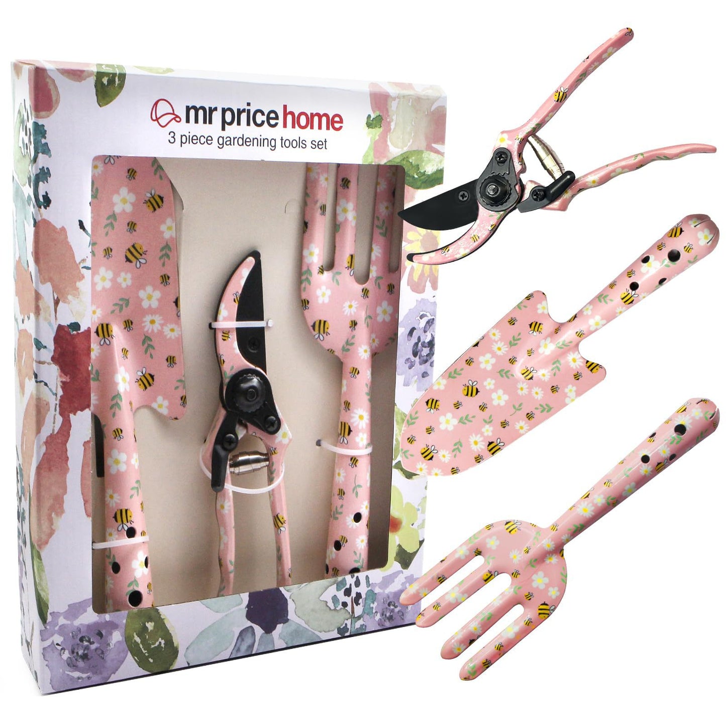 Pink 3-Piece Floral Print Garden Tool Set