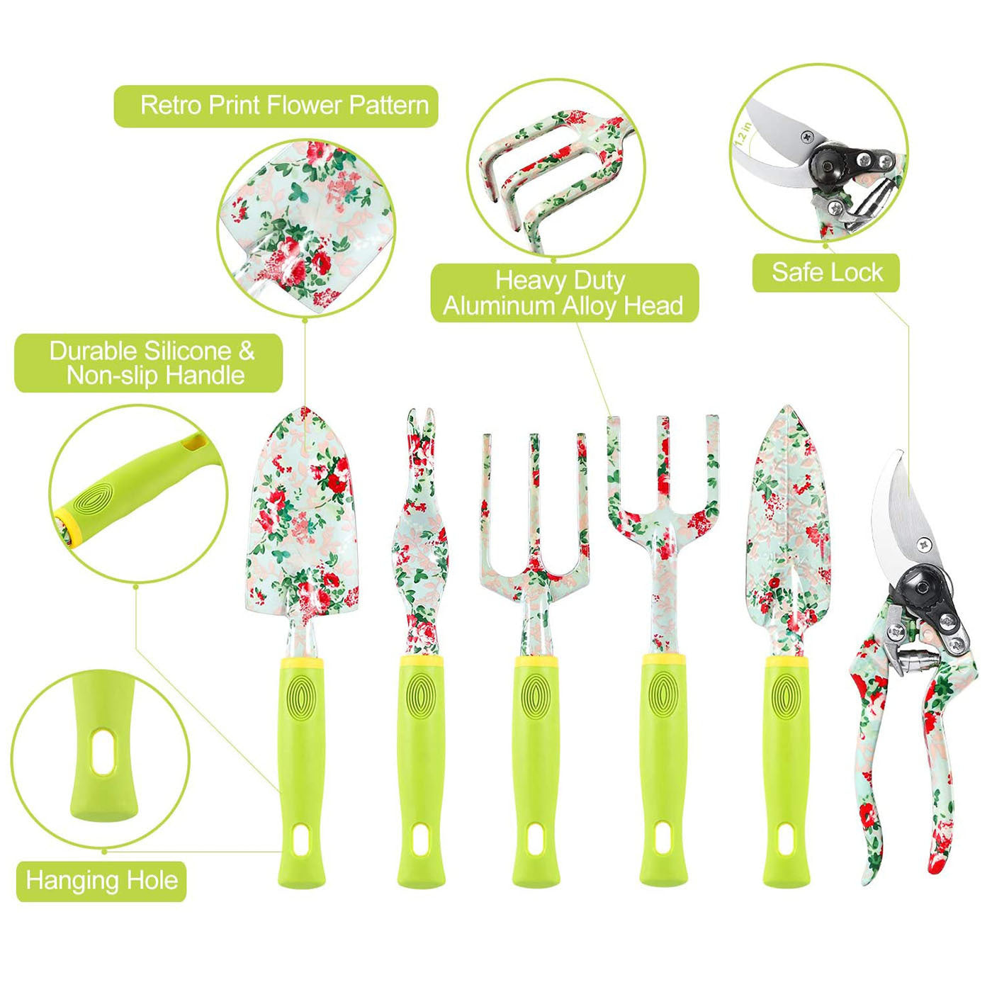 9-Piece Floral Garden Tool Set