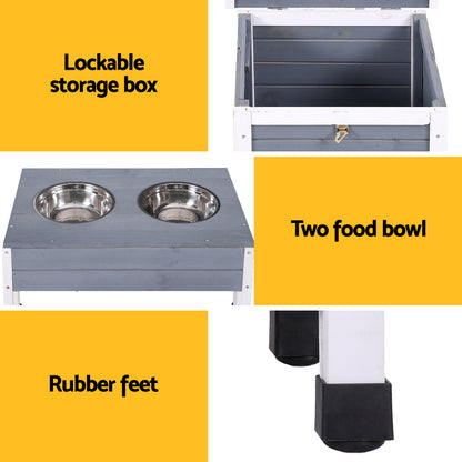 Dog Kennel with Bowls & Storage