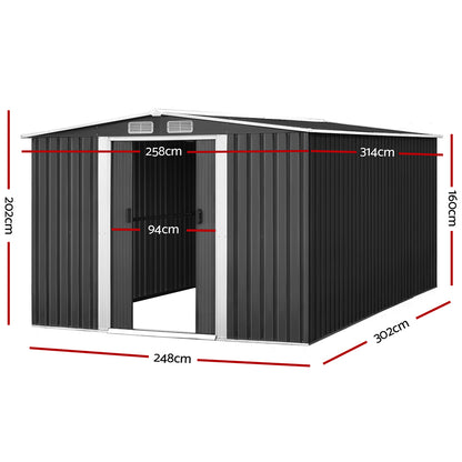 Garden Shed with Sliding Door 2.58x3.14M