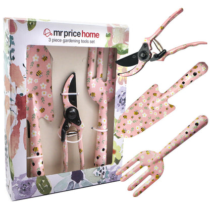 Pink 3-Piece Floral Print Garden Tool Set